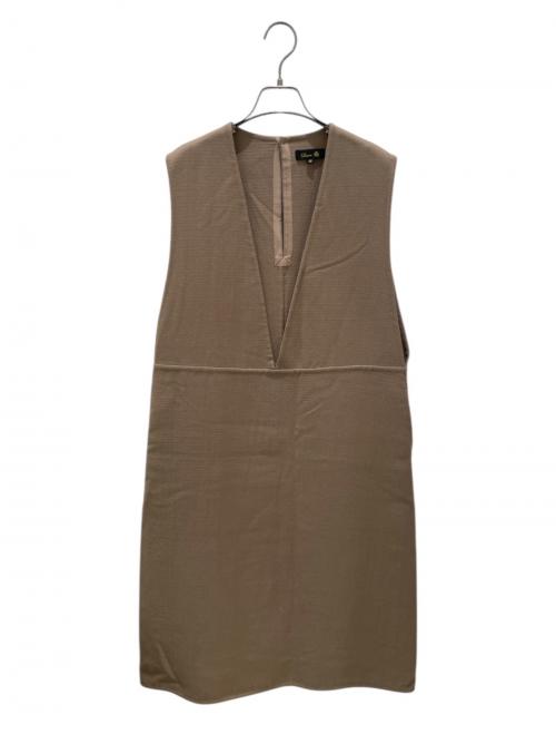 DRAWER（ドゥロワー）Drawer (ドゥロワー) ウールケヌキノースリーブワンピース ベージュ サイズ:36の古着・服飾アイテム