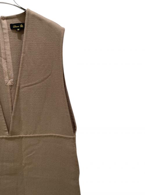 DRAWER（ドゥロワー）Drawer (ドゥロワー) ウールケヌキノースリーブワンピース ベージュ サイズ:36の古着・服飾アイテム