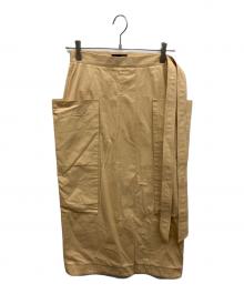 DRAWER（ドゥロワー）の古着「リボンロングタイトスカート」｜ベージュ