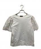 DRAWERドゥロワー）の古着「コットンレースクルーネックTシャツ」｜ホワイト