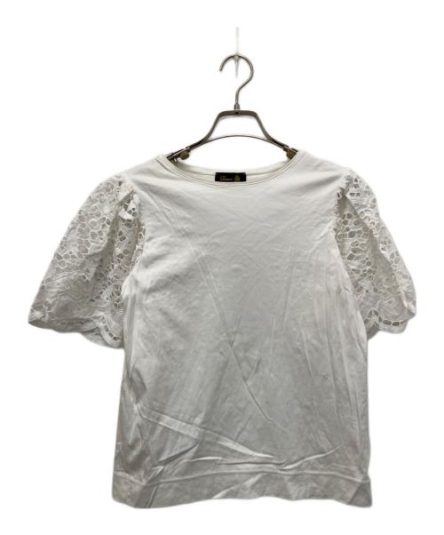 DRAWER（ドゥロワー）Drawer (ドゥロワー) コットンレースクルーネックTシャツ ホワイト サイズ:Freeの古着・服飾アイテム