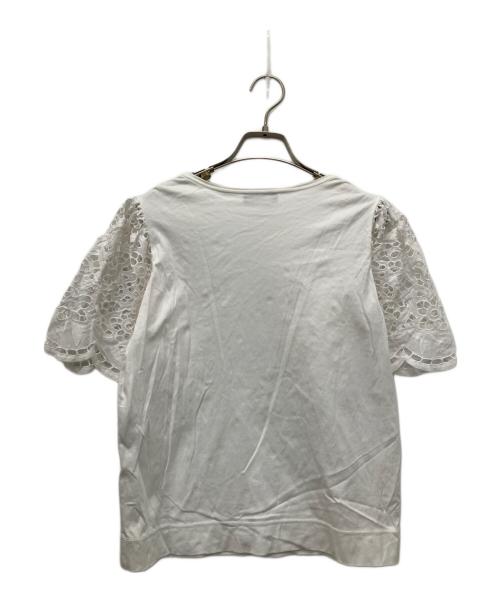 DRAWER（ドゥロワー）Drawer (ドゥロワー) コットンレースクルーネックTシャツ ホワイト サイズ:Freeの古着・服飾アイテム