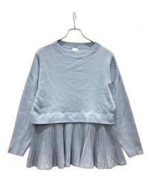 ELENDEEK（エレンディーク）の古着「ペプラムプリーツニット」｜ブルー