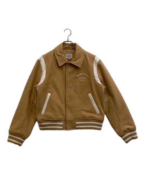 MARITHE+FRANCOIS GIRBAUD（マリテフランソワジルボー）MARITHE+FRANCOIS GIRBAUD (マリテフランソワジルボー) CHAIN LOGO VARSITY JACKET ベージュ サイズ:S 未使用品の古着・服飾アイテム