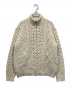 VOWELSバウルズ）の古着「CABLE KNIT ZIP UP」｜ホワイト