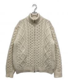 VOWELS（バウルズ）の古着「CABLE KNIT ZIP UP」｜ホワイト