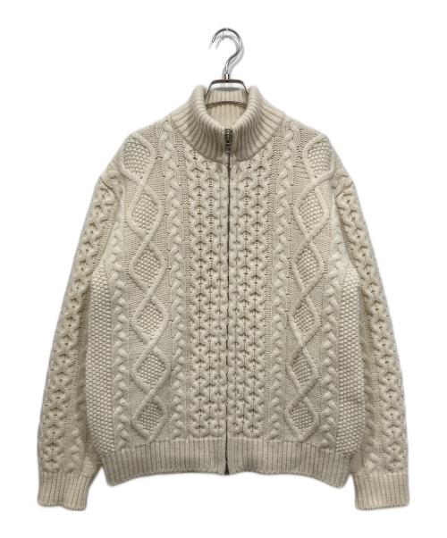 VOWELS（バウルズ）VOWELS (バウルズ) CABLE KNIT ZIP UP ホワイト サイズ:2の古着・服飾アイテム
