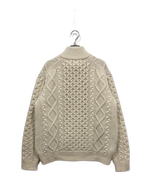 VOWELS（バウルズ）VOWELS (バウルズ) CABLE KNIT ZIP UP ホワイト サイズ:2の古着・服飾アイテム