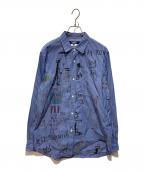 JUNYA WATANABE MAN×Jean-Michel Basquiatジュンヤワタナベマン×ジャン ミシェル バスキア）の古着「綿ブロードストライプシャツ」｜ブルー×ホワイト