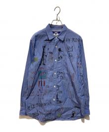 JUNYA WATANABE MAN×Jean-Michel Basquiat（ジュンヤワタナベマン×ジャン ミシェル バスキア）の古着「綿ブロードストライプシャツ」｜ブルー×ホワイト