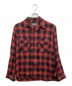 Hysteric Glamourヒステリックグラマー）の古着「SMOKING GIRL オープンカラーシャツ」｜レッド×ブラック
