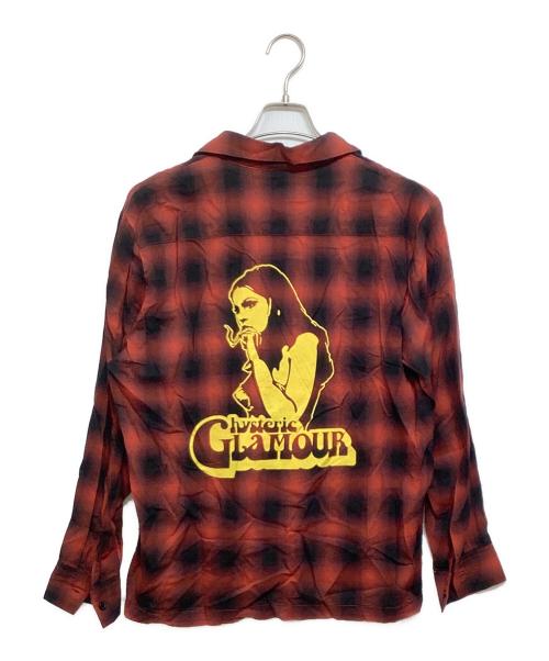 Hysteric Glamour（ヒステリックグラマー）Hysteric Glamour (ヒステリックグラマー) SMOKING GIRL オープンカラーシャツ レッド×ブラック サイズ:Sの古着・服飾アイテム