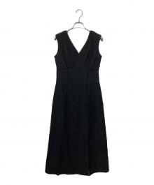 HER LIP TO（ハーリップトゥ）の古着「Lace Trimmed Jacquard Dress」｜ブラック