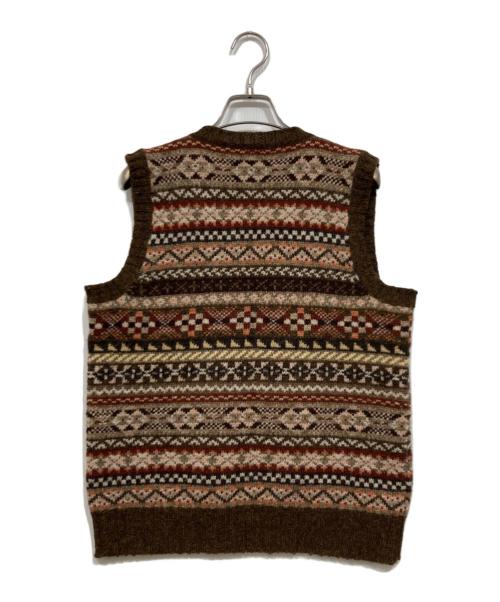 JAMIESONS（ジャミーソンズ）JAMIESONS (ジャミーソンズ) 総柄ニットベスト ブラウン サイズ:Freeの古着・服飾アイテム