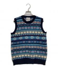 JAMIESONS（ジャミーソンズ）の古着「総柄ニットベスト」｜ブルー
