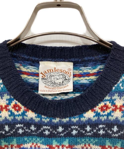 JAMIESONS（ジャミーソンズ）JAMIESONS (ジャミーソンズ) 総柄ニットベスト ブルー サイズ:Sの古着・服飾アイテム