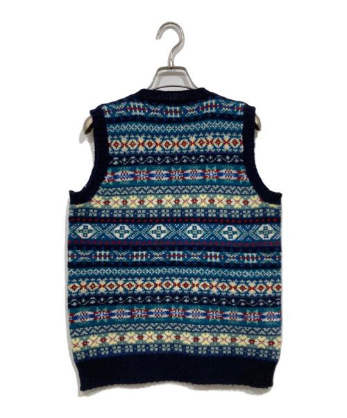 JAMIESONS（ジャミーソンズ）JAMIESONS (ジャミーソンズ) 総柄ニットベスト ブルー サイズ:Sの古着・服飾アイテム