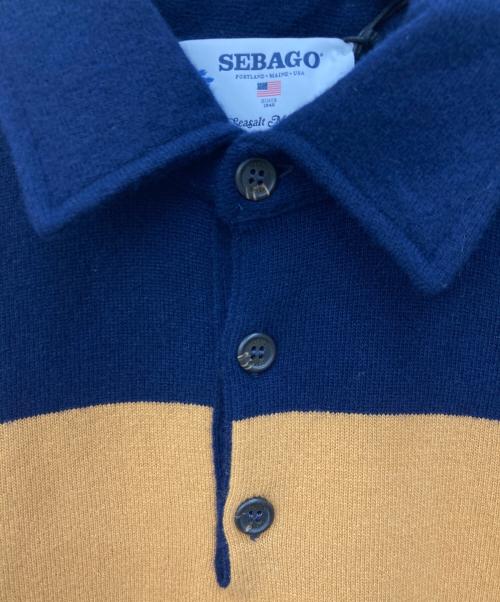 SEBAGO（セバゴ）SEBAGO (セバゴ) メリノウールニットポロシャツ ネイビー×イエロー サイズ:Ｌ 未使用品の古着・服飾アイテム