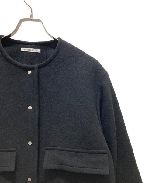 BEAUTY&YOUTH（ビューティーアンドユース）BEAUTY&YOUTH (ビューティーアンドユース) 毛ブレンド ノーカラーショートコート ブラック サイズ:Mの古着・服飾アイテム