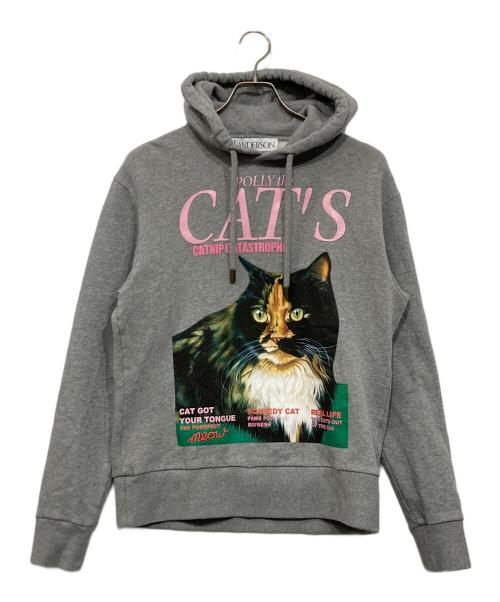 J.W.ANDERSON（ジェイダブリューアンダーソン）J.W.ANDERSON (ジェイダブリューアンダーソン) キャットプリントフーディー グレー サイズ:Sの古着・服飾アイテム