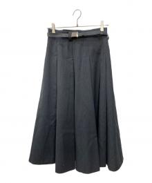 HARDY NOIR（アルディーノアール）の古着「Wool twill belted Tucked skirt」｜グレー