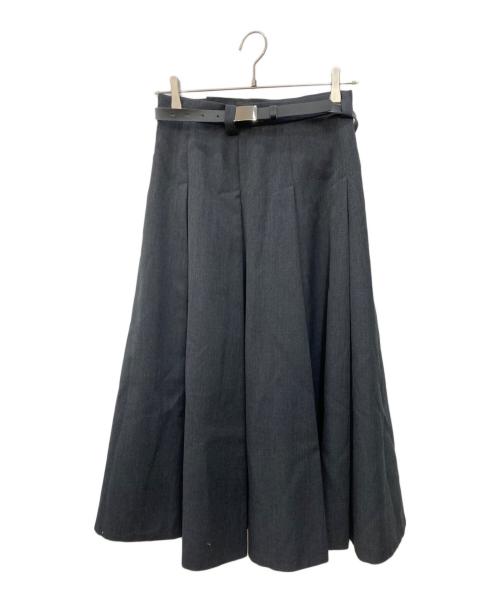 HARDY NOIR（アルディーノアール）HARDY NOIR (アルディーノアール) Wool twill belted Tucked skirt グレー サイズ:36の古着・服飾アイテム