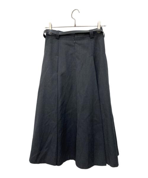 HARDY NOIR（アルディーノアール）HARDY NOIR (アルディーノアール) Wool twill belted Tucked skirt グレー サイズ:36の古着・服飾アイテム