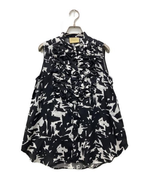 UNITED ARROWS（ユナイテッドアローズ）UNITED ARROWS (ユナイテッドアローズ) サテン フリル ブラウス ブラック サイズ:Freeの古着・服飾アイテム