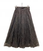 Apuweiser-richeアプワイザーリッシェ）の古着「チェック刺繍スカート」｜ブラウン