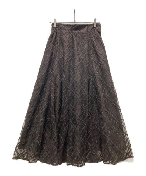 Apuweiser-riche（アプワイザーリッシェ）Apuweiser-riche (アプワイザーリッシェ) チェック刺繍スカート ブラウン サイズ:2の古着・服飾アイテム