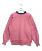 Championチャンピオン）の古着「エルボーパッチツートンスウェット」｜ピンク