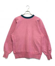 Champion（チャンピオン）の古着「エルボーパッチツートンスウェット」｜ピンク