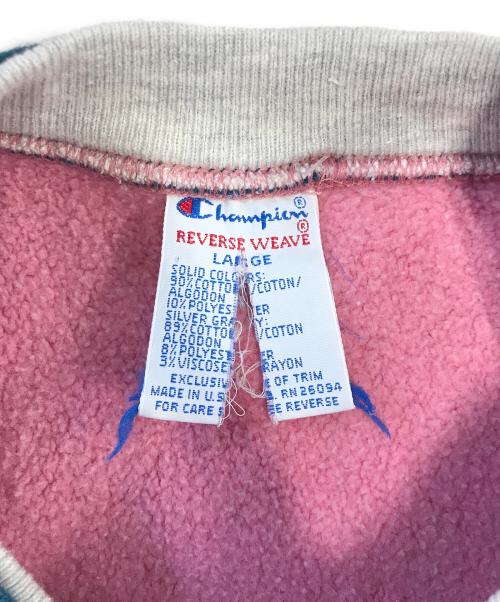 Champion（チャンピオン）Champion (チャンピオン) エルボーパッチツートンスウェット ピンク サイズ:Lの古着・服飾アイテム