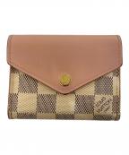 LOUIS VUITTONルイ ヴィトン）の古着「ポルトフォイユ・ゾエ 3つ折り財布/ダミエ・アズール」｜ピンク