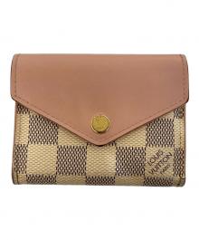LOUIS VUITTON（ルイ ヴィトン）の古着「ポルトフォイユ・ゾエ 3つ折り財布/ダミエ・アズール」｜ピンク