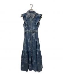 And Couture（アンドクチュール）の古着「デニムフラワージャガードワンピース」｜インディゴ