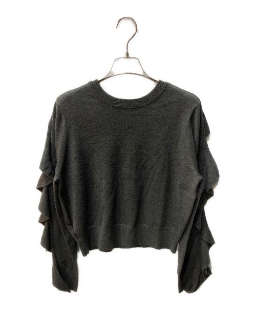 CLANE（クラネ）CLANE (クラネ) W FACE SHOULDER FRILL KNIT CARDIGAN グレー サイズ:1 未使用品の古着・服飾アイテム