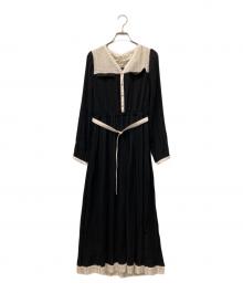 HER LIP TO（ハーリップトゥ）の古着「Point Lace Pleated Dress」｜ブラック