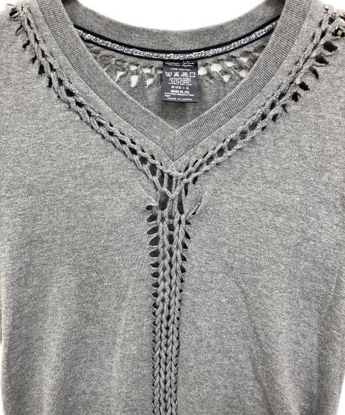 NUMBER (N)INE（ナンバーナイン）NUMBER (N)INE (ナンバーナイン) 編み込みデザインカットソー グレーの古着・服飾アイテム