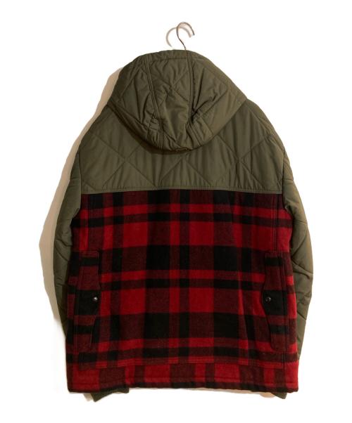 POLO RALPH LAUREN（ポロ・ラルフローレン）POLO RALPH LAUREN (ポロ・ラルフローレン) バッファローチェックキルティングコンビハンティングジャケット グリーン×レッド サイズ:Ｌの古着・服飾アイテム