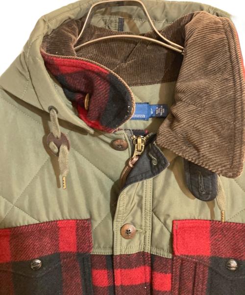 POLO RALPH LAUREN（ポロ・ラルフローレン）POLO RALPH LAUREN (ポロ・ラルフローレン) バッファローチェックキルティングコンビハンティングジャケット グリーン×レッド サイズ:Ｌの古着・服飾アイテム