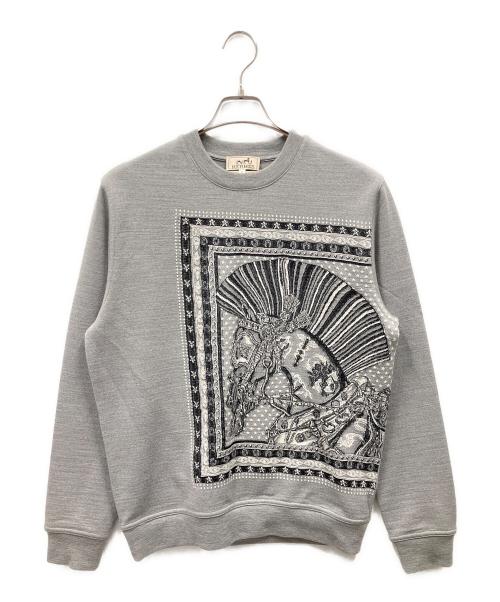 HERMES（エルメス）HERMES (エルメス) Cheval Punk Bandana Sweatshirt Wool/シュバル・パンク・バンダナ スウェット ウール グレー サイズ:Mの古着・服飾アイテム