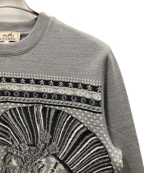 HERMES（エルメス）HERMES (エルメス) Cheval Punk Bandana Sweatshirt Wool/シュバル・パンク・バンダナ スウェット ウール グレー サイズ:Mの古着・服飾アイテム