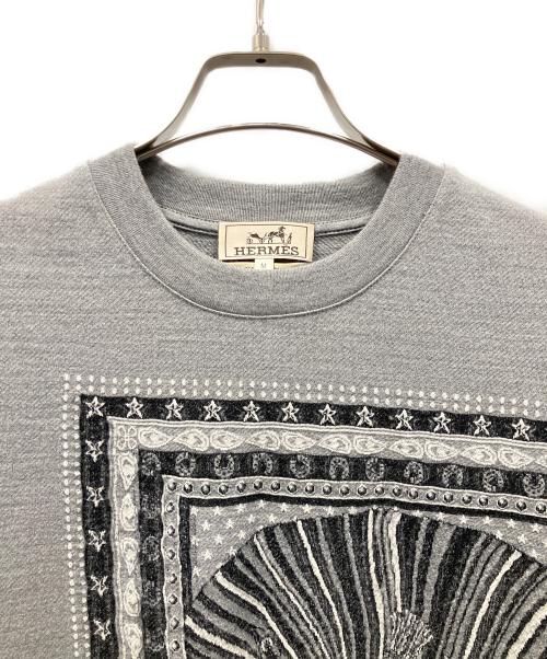 HERMES（エルメス）HERMES (エルメス) Cheval Punk Bandana Sweatshirt Wool/シュバル・パンク・バンダナ スウェット ウール グレー サイズ:Mの古着・服飾アイテム