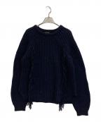 DRAWERドゥロワー）の古着「フリンジアルパカシルクニット」｜ネイビー