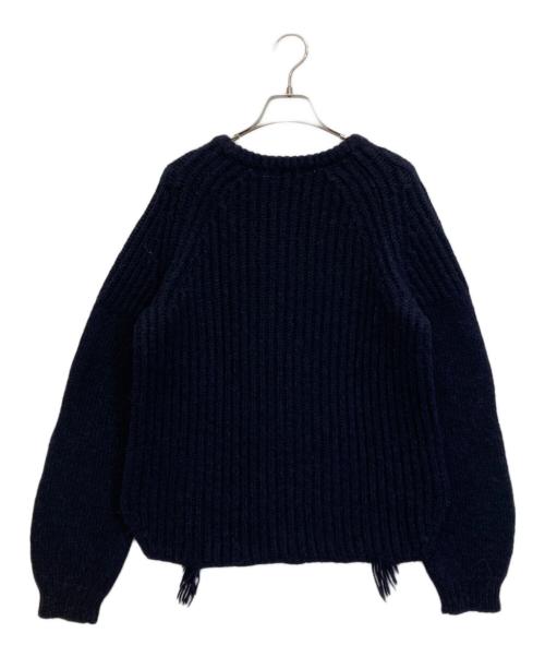 DRAWER（ドゥロワー）Drawer (ドゥロワー) フリンジアルパカシルクニット ネイビー サイズ:2の古着・服飾アイテム