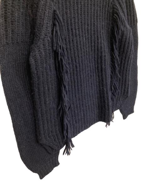 DRAWER（ドゥロワー）Drawer (ドゥロワー) フリンジアルパカシルクニット ネイビー サイズ:2の古着・服飾アイテム