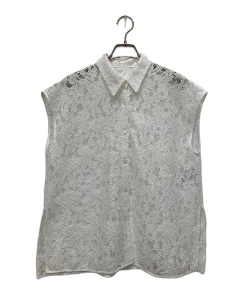 Noble（ノーブル）Noble (ノーブル) ボタニカルレースフレンチスリーブブラウス ホワイト サイズ:Freeの古着・服飾アイテム