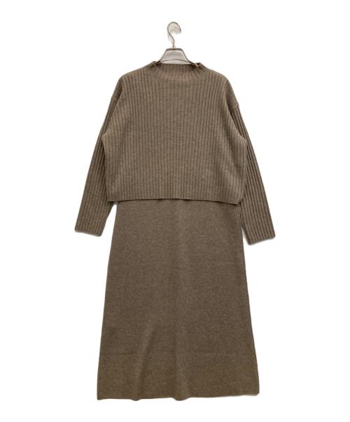 23区（ニジュウサンク）23区 (ニジュウサンク) レイヤードニットツインワンピース ベージュ サイズ:38の古着・服飾アイテム