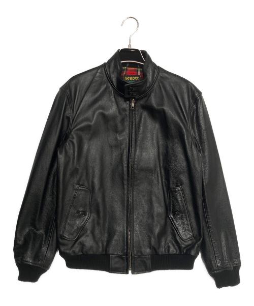 Schott（ショット）Schott (ショット) SUPREME (シュプリーム) Leather Harrington ブラック サイズ:Sの古着・服飾アイテム
